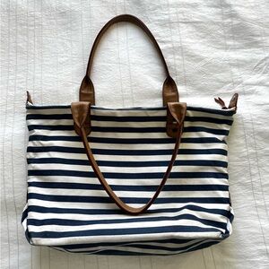 Striped Navy and White Tote Bag